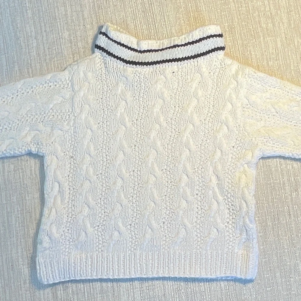 Ralph Lauren Baby White 100% Cotton V-Neck Cricket Sweater Size 0-6 Months
